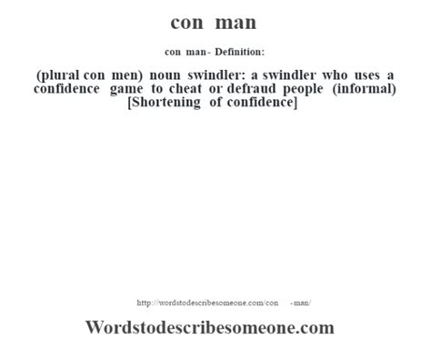 Con Man Definition Con Man Meaning Words To Describe Someone