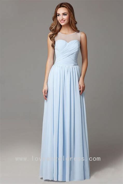 How about dusty blue bridesmaid dresses, too?in fact, we'll take blue bridesmaid dresses in every hue! Light Blue Chiffon Long Bridesmaid Dresses Sleeveless ...
