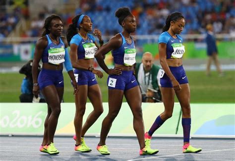 Rio 2016 Olympics Usa Women S Relay Team Race Alone Following Reprieve After Baton Drop Irish