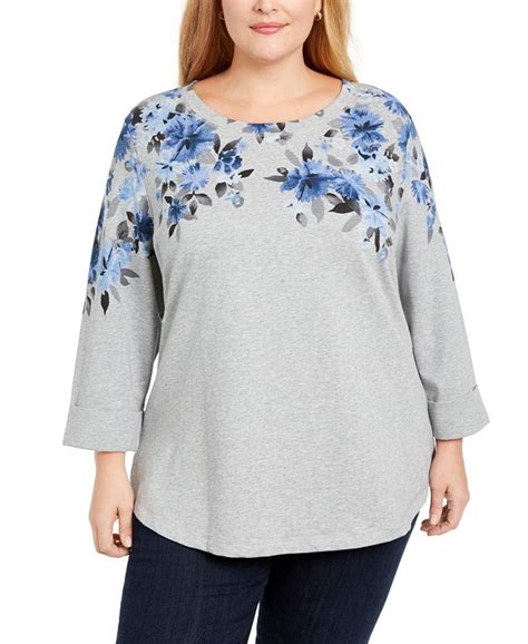 Karen Scott Plus Size Floral Print Sweatshirt Created For Macys