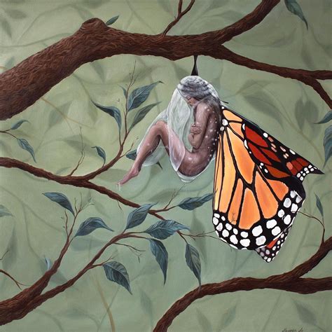 Metamorphosis Phase Fine Art Print Of Original Surreal Oil Painting Figurative Butterfly