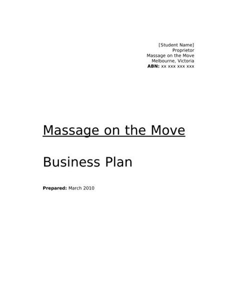 Massage Therapy Business Plan Template Database