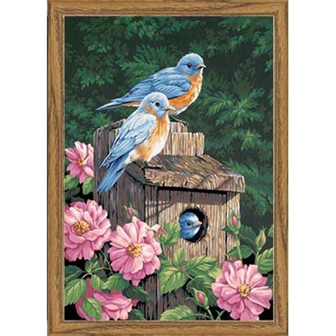Paintworks Garden Bluebirds Kit And Frame Paint By Number Kit Walmart