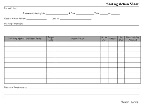 Meeting Action Sheet