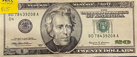 1999 Vintage 20 Dollar Bill Etsy