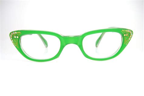 vintage green cat eye glasses sunglasses frame emerald green etsy