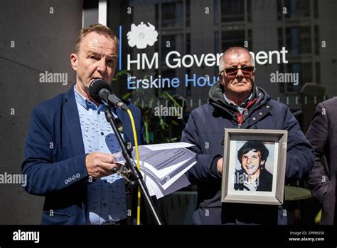 JJ Magee (left) addressing Time for Truth and Justice campaigners