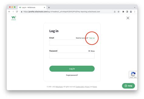 How do I sign up or create an account? – W3Schools.com