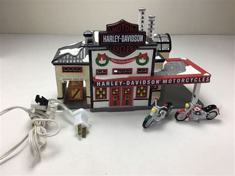 Department 56 Harley Davidson Motorcycle Shop Seasonal Decor