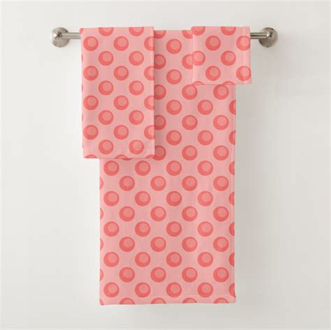 Living Coral Trendy Polka Dots Bath Towel Set Bath Towel