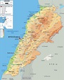 Liban physique map - Carte du Liban physique (Asie de l'Ouest - Asie)