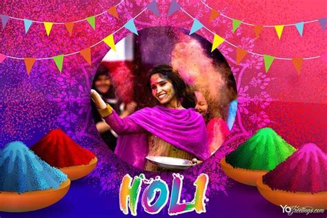 Photo Frame Of Holi Greeting 2021 Collage Photo On Holi Festival Card