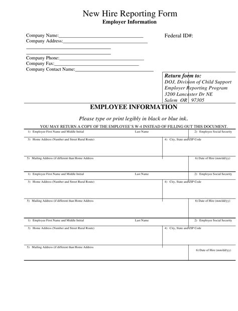 Oregon New Hire Reporting Form 2023