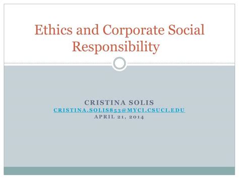 Ppt Ethics And Corporate Social Responsibility Powerpoint