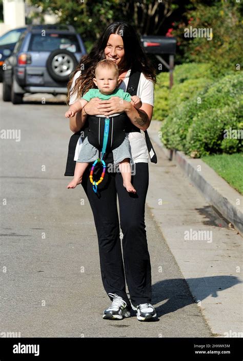 Alanis Morissette And Her Son Ever Go For A Walk In Brentwood Ca Stock