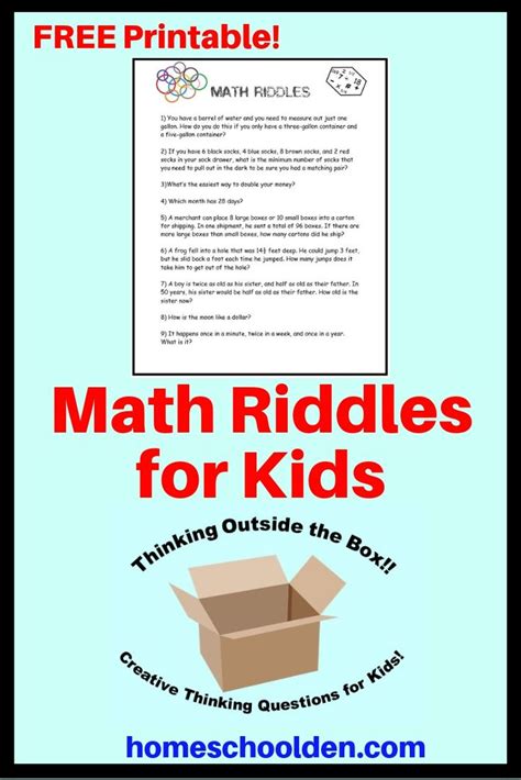 Math Riddles For Kids Math Riddles Free Math Math Challenge