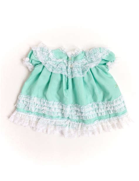 Vintage Mint Green Baby Dress Lace Ruffles Vintage Logic