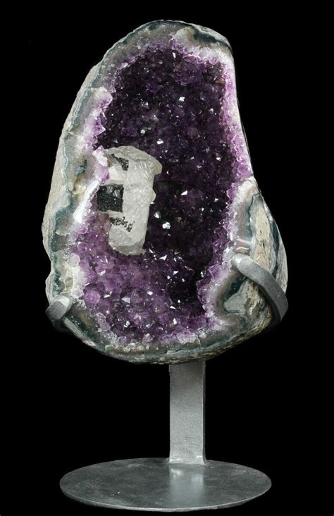 96 Amethyst Geode With Calcite On Metal Stand Uruguay 51299 For