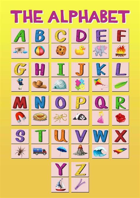 The Alphabet For Girls Education Yellow Giant Art Silk Poster Home Wall