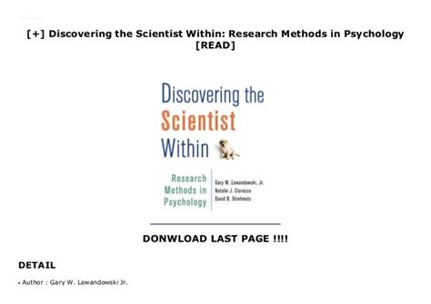 Discovering The Scientist Within Research Methods In Psychology Read