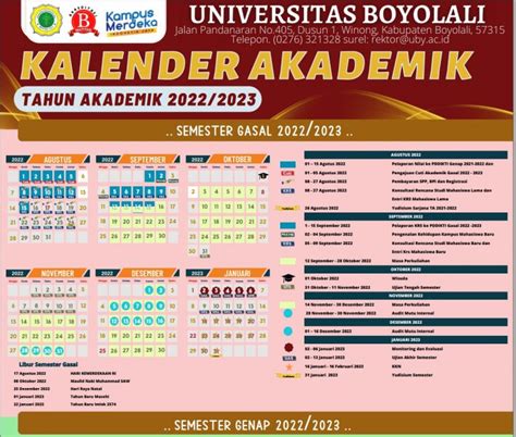 Kalender Akademik Tahun 20222023 Uby Universitas Boyolali