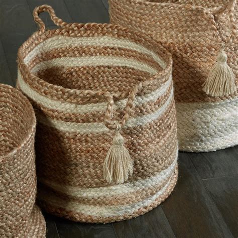 Lr Resources Natural Jute Decorative Storage Basket Baske16017nbh019h