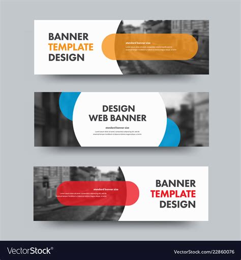 Template Of Horizontal Web Banners With Round Vector Image