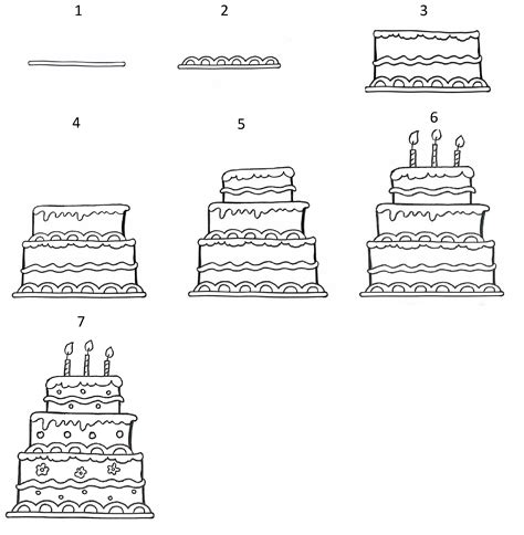 How to make a car cake ( mini cooper) bake two 8 x 10 cakes and stack them straight on top of one another. How to Draw A Cake? - Step-by-Step Tutorial | Cake drawing ...