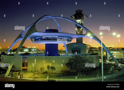 The Theme Building At Lax With The Flight Control Tower Behind Seen At