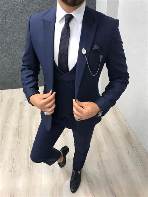 buy navy blue slim fit wool suit by with free shipping