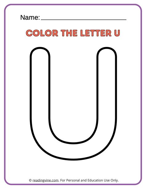 Letter U Coloring Activity Image Readingvine
