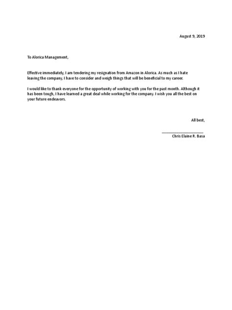 Resignation Letter Effective Immediately For Your Needs Letter
