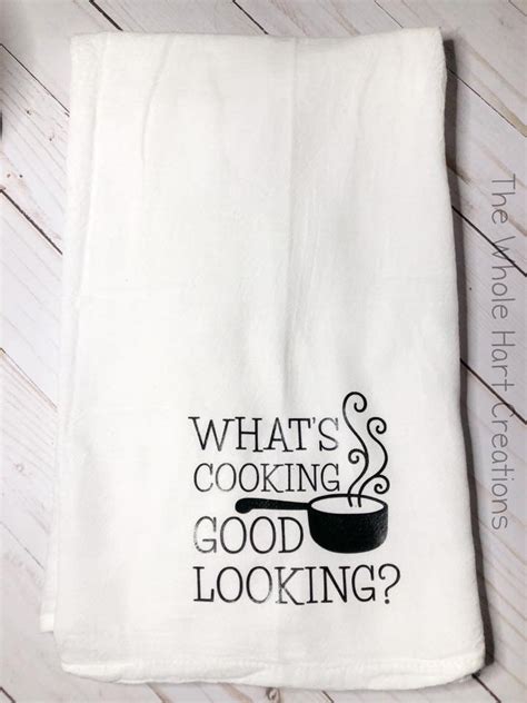 Whats Cooking Kitchen Towel With Cute Funny Sayings Towels Etsy