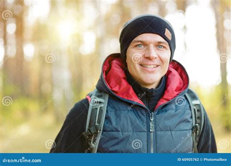Man Hiking Stock Photo Image Of Male Smile Active 60905762