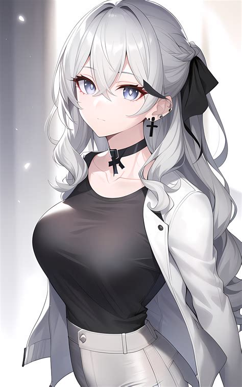 Anime Girl With Long Silver Hair