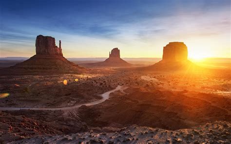 Arizona Monument Valley Sunset Mountains Desert