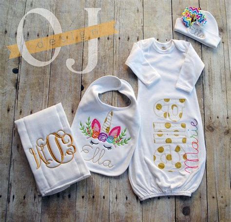 Perfect as gift for baby showers or first birthday. Personalized Baby Girl Gift Set Newborn Gift Set Gown ...