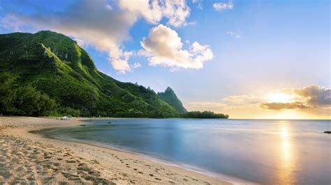 Обои Мауи пляж Maui Hawaii Beach Ocean Coast Mountain Sky 5k