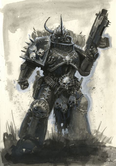 Chaos Space Marine By Thomas Elliott Warhammer 40k Artwork Space