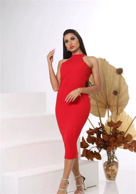 Vestido De Festa Midi De Gola E Costas Aberta Vermelho Victorias Fashion Store Loja Online
