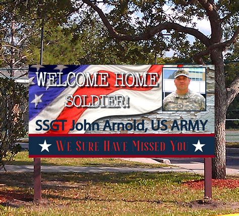 Custom Military Welcome Home Printed Hd Banner Sign Complete With Hem