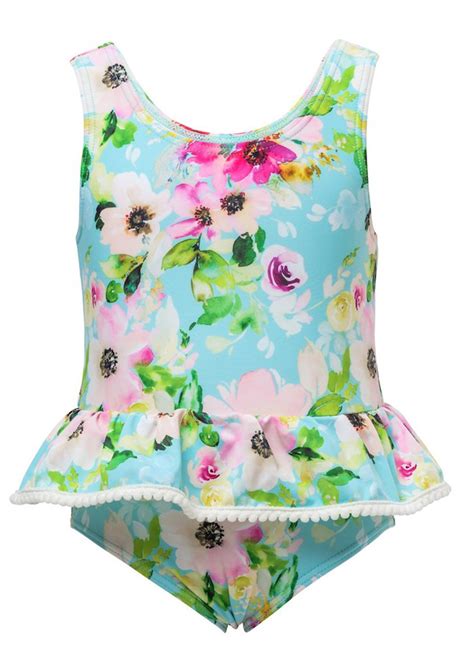 Snapper Rock Girls Blue Watercolor Floral Skirted Swimsuit