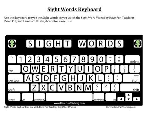 Sight Words Keyboard Worksheet Have Fun Teaching