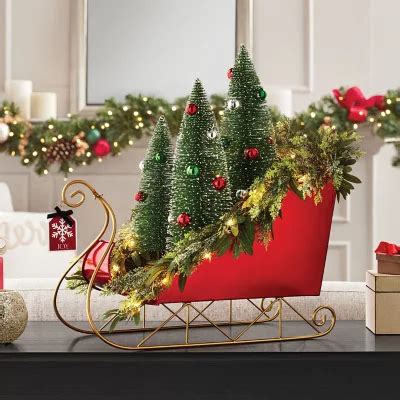 Member S Mark Pre Lit Decorative Metal Sleigh With Trees Red Sam S Club