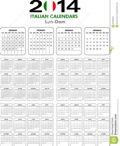 Calendar 2014 Italian Royalty Free Stock Images Image 35495849
