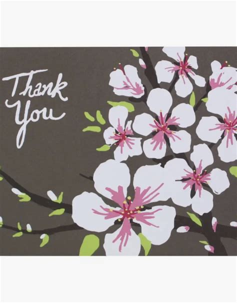 Almond Blossom Flower Thank You Greeting Card Home