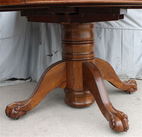Bargain Johns Antiques Round Oak Dining Table Claw Feet 52 2