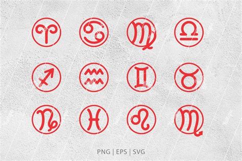 Zodiac Signs Vector Clipart Svg Png Astrological Symbols