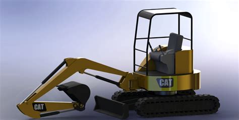 Cat Mini Excavator 3d Cad Model Library Grabcad