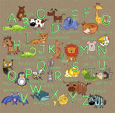 Animal Alphabet Font With Safari Jungle Zoo Animals Etsy